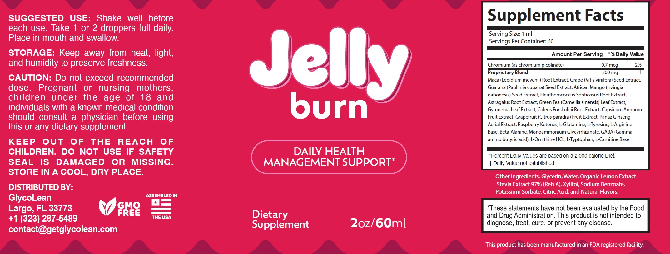 JellyBurn Supplement Facts